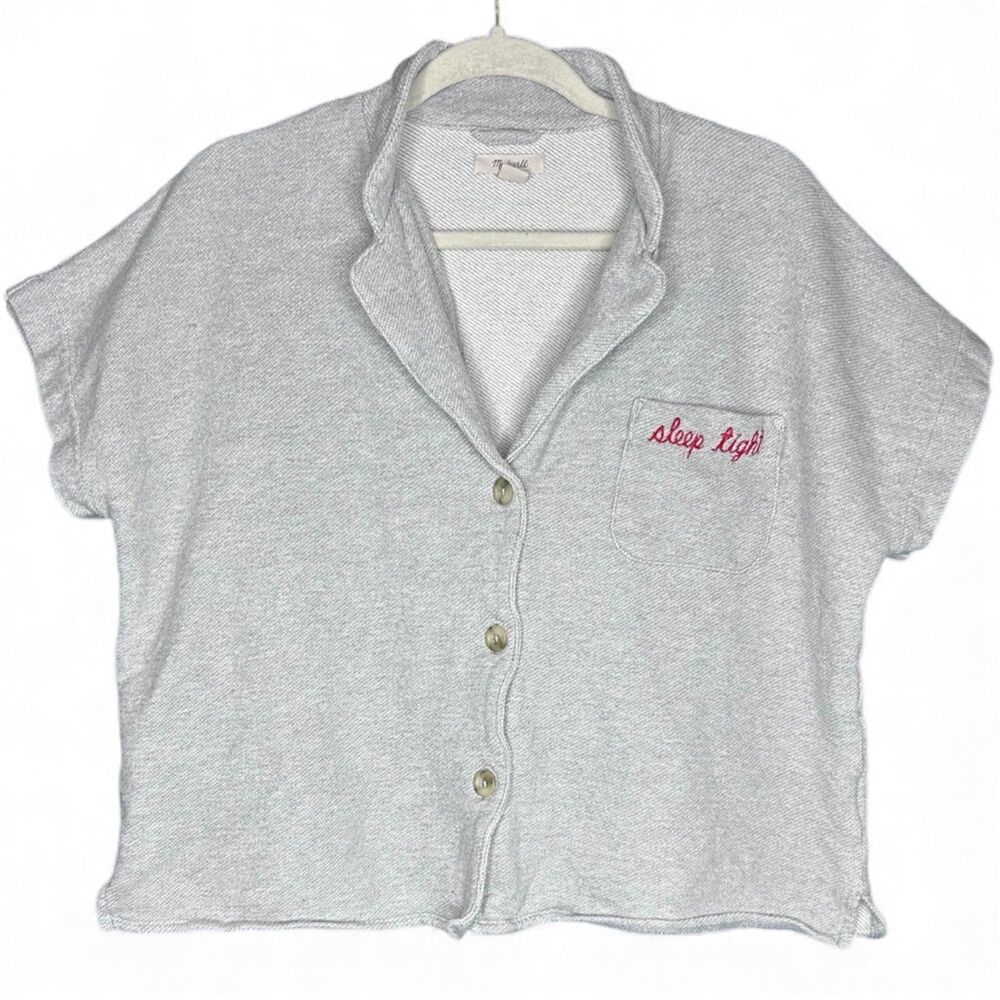 Madewell Womens Gray Sleep Tight Cropped‎ Sleepwear Top Sz M Pajama 100% Cotton